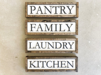 Laundry Sign, Rustic Farmhouse Decor, 3D Raised Laser Letter, Simple Lettered Word Sign, Wash Dry Fold, Framed Wood Sign