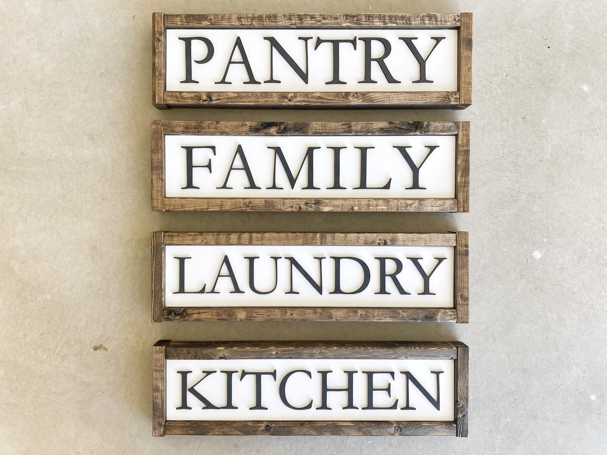 Kitchen Pantry Sign, Rustic Farmhouse Decor, 3D Raised Laser Letter, Simple Lettered Word Sign, Dry Goods Wall Door Accent, Framed Wood Sign