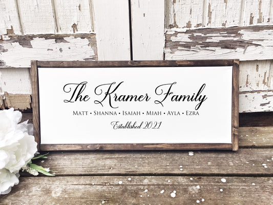 Family Name Sign, Last Name Wedding Sign, Personalized Canvas Sign with Names and Established Date, Unity for Blended Family, Adoption Gift