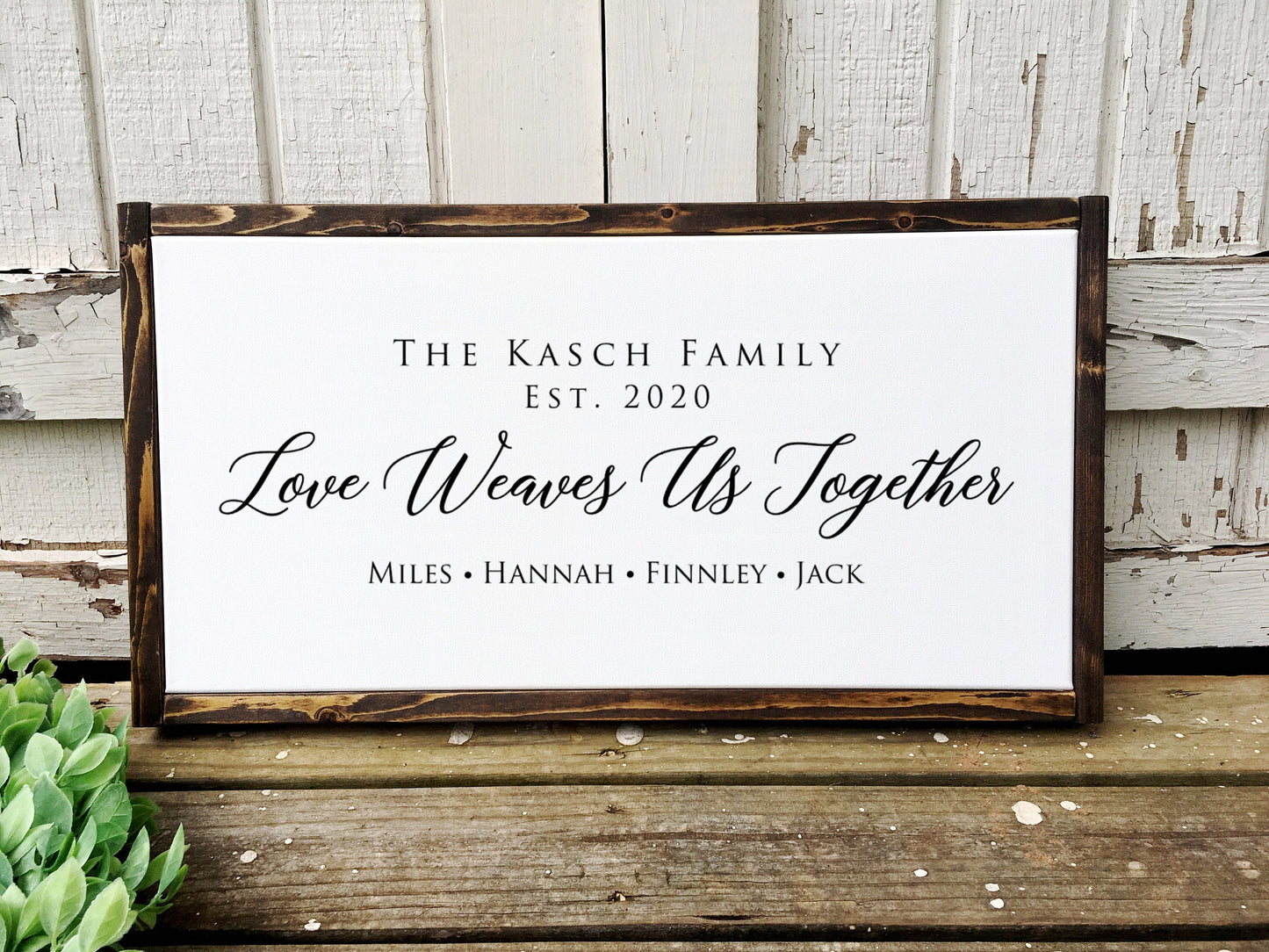 Love Weaves Us Together, Blended Family Gift, Adoption Day, Personalized Sign with Names, Last Name Sign, Established Date
