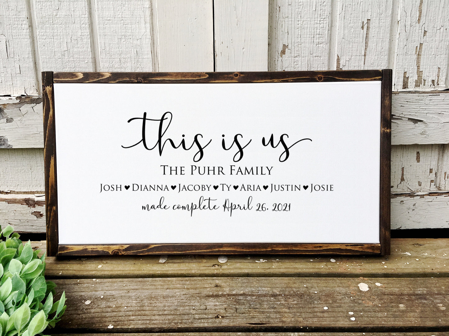 This Is Us Sign, Family Name Sign with First Names and Last Name, Framed Canvas, Adoption, Wedding, Blended Family, Personalized Gift