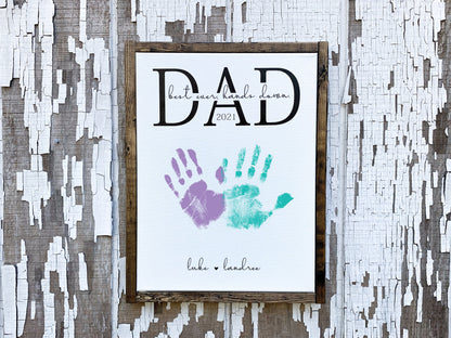 Kids Handprint DIY Gift, Best Dad Ever Hands Down Sign, Personalized Father's Day Gift