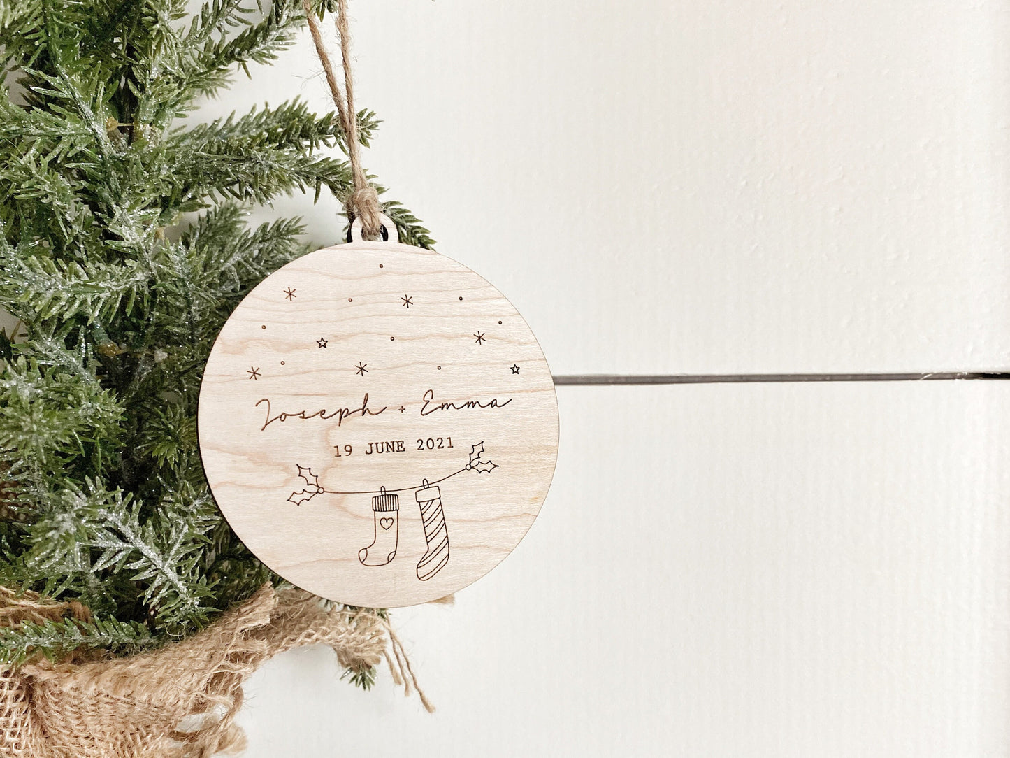 Our First Christmas Married Ornament Personalized, 2021 Couple First Christmas, First Christmas as Mr. & Mrs., Engaged, Wedding Date