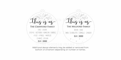 This is us, Family Ornament 2022 Personalized with Names, Great gift for adoption or blended families first Christmas