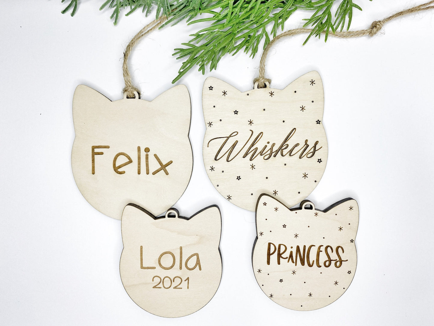 Personalized Cat Ornament, Christmas Ornament, Custom Cat Ornament, Custom Pet Ornament, Wood Engraved Ornament, 2021 cat name ornament