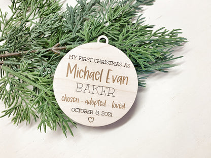 Adoption Ornament, My First Christmas Officially As Personalized with Date, Chosen Adopted Loved, Gotcha Day Gift, Forever Family