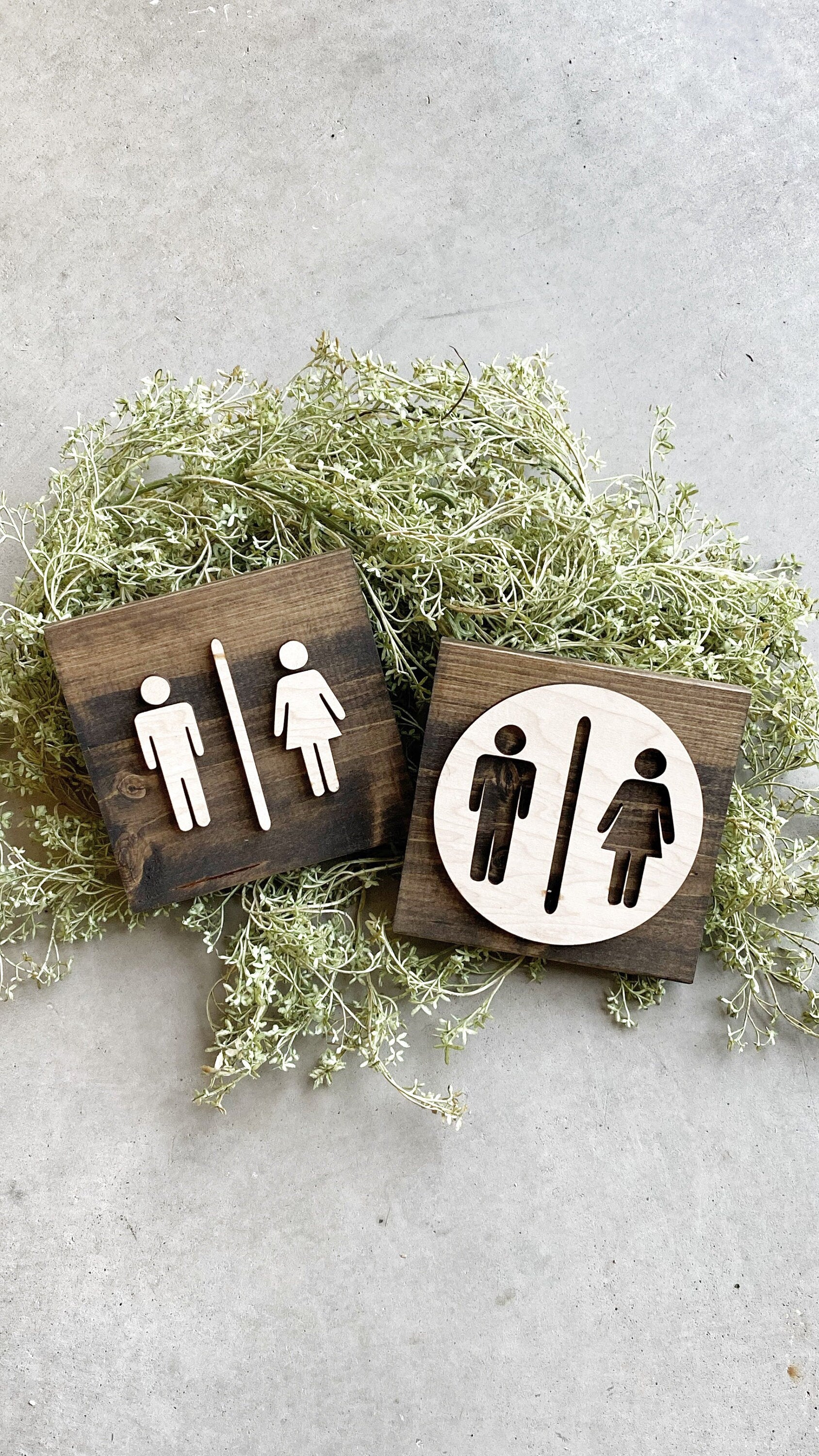 Bathroom People Sign, Unisex Restroom Sign, Small Tiered Tray Accent for Bathroom