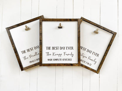 Best Day Ever, Personalized Adoption Day Photo Frame Clipboard Gift for Families with Dates and Names