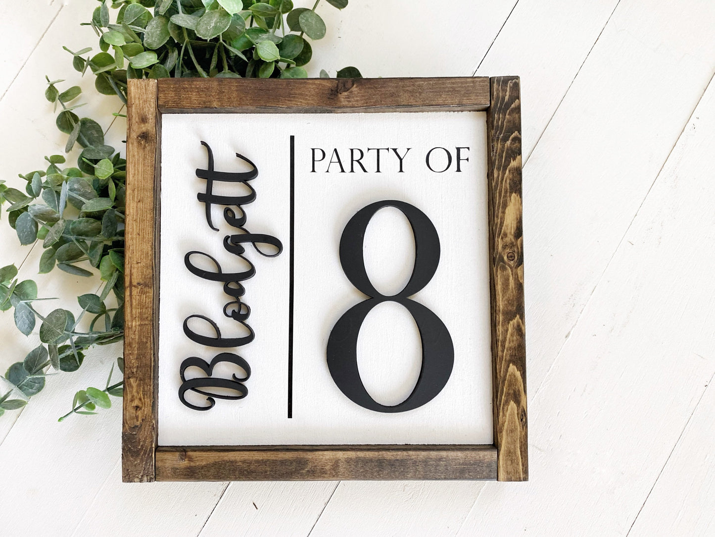Custom Family Party of 4, 3, 5, 6 Wood Sign - Personalized Farmhouse Decor and Housewarming Gift with 3D and Engraved Lettering