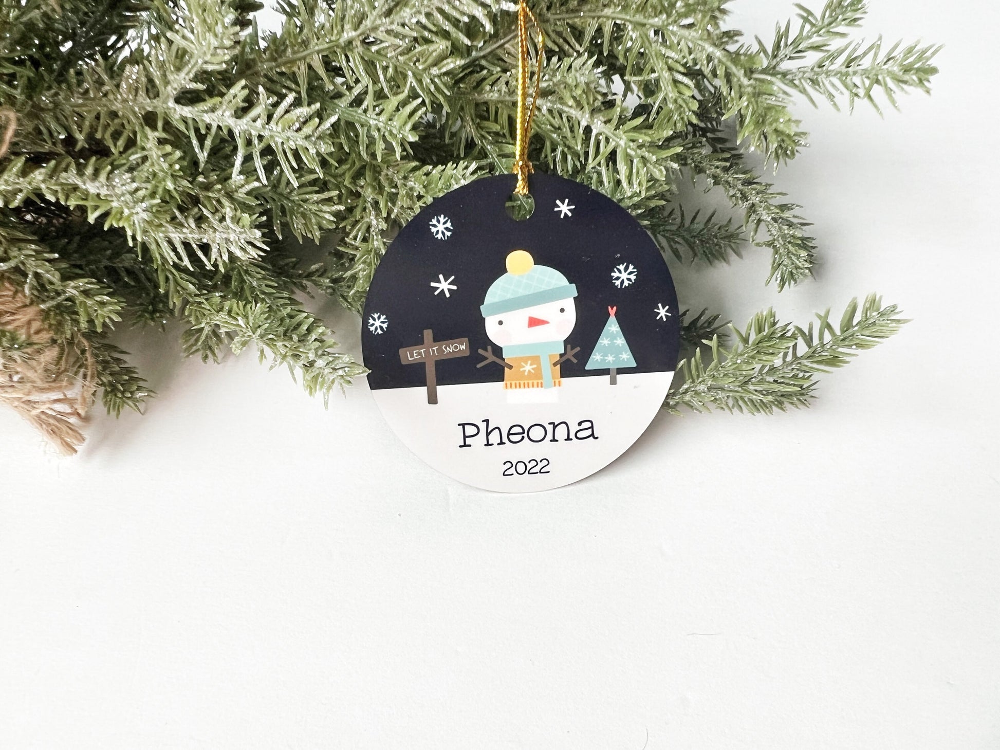 Personalized Snowman Ornament, Christmas Ornament for Kids, Gift for Kids