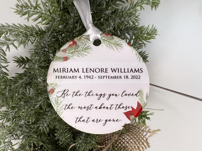 Memorial Ornament, Loss of Mother Ornament, Christmas in Heaven, Loss of Father, Personalized Ornament for Loved Ones