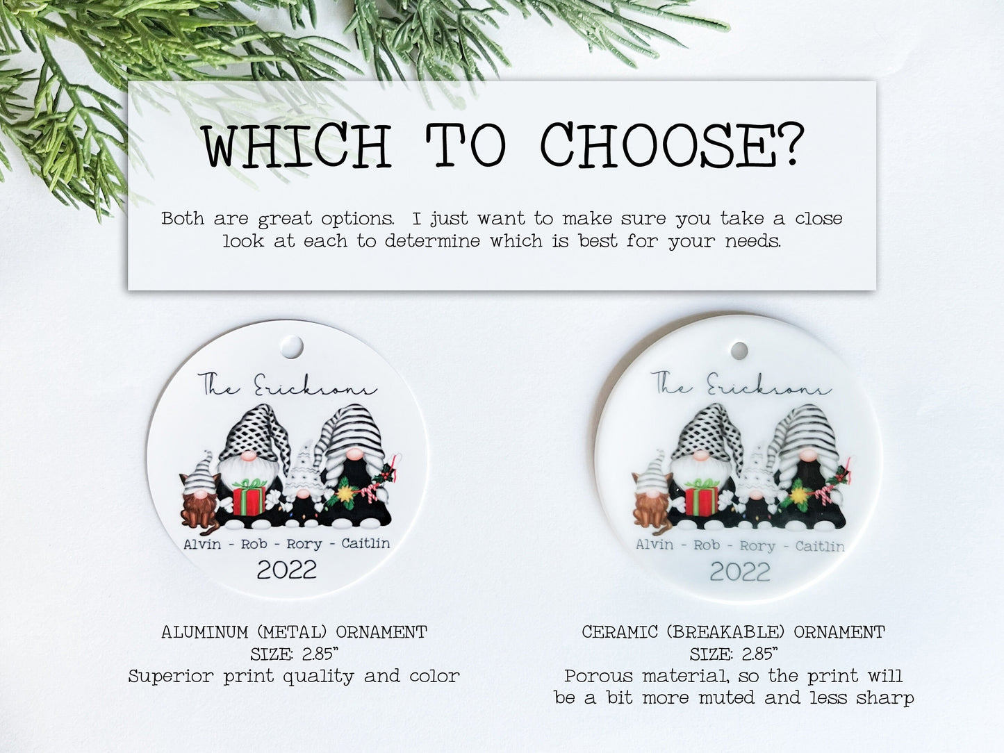 Family of Gnomes Ornament with Pet, Personalized Family Christmas Ornament 2022, Family ornament with Dog or Cat
