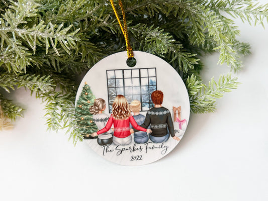 Family Portrait Ornament, Personalized Faceless Portrait, Personalized Blended Family Ornament, Family Painting, Family Picture