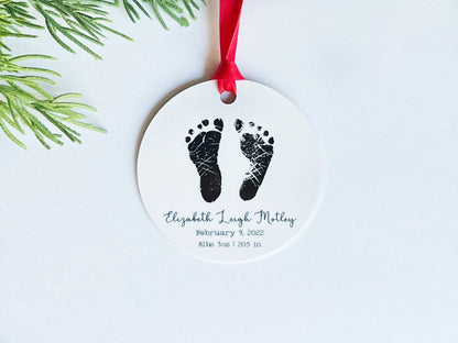 Baby Feet Ornament, Baby's First Christmas, Hospital Footprint Ornament