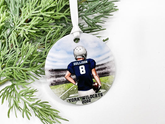 Football Ornament, Personalized High School Football Ornament, Teen Boy Football, Team Colors, Ornament for Football Player