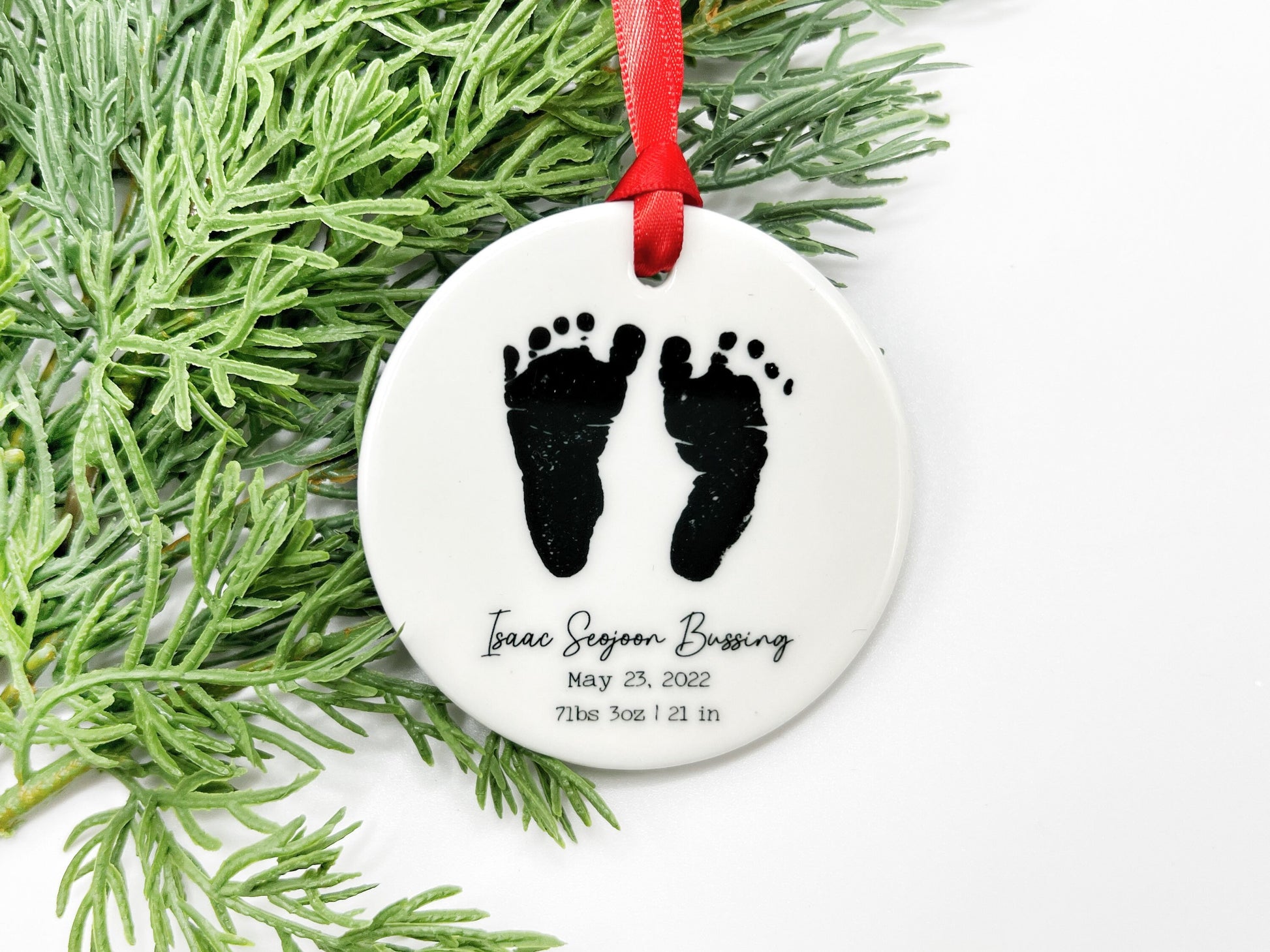 Baby Feet Ornament, Baby's First Christmas, Hospital Footprint Ornament