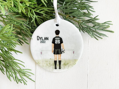Teen Boy Soccer Ornament, Personalized Soccer Ornament for Men, Team Colors, High School Soccer