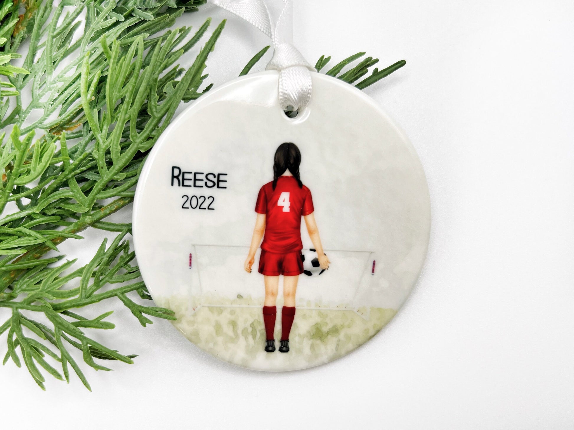 Teen Girl Soccer Ornament, Personalized Soccer Ornament for Girls, Team Colors