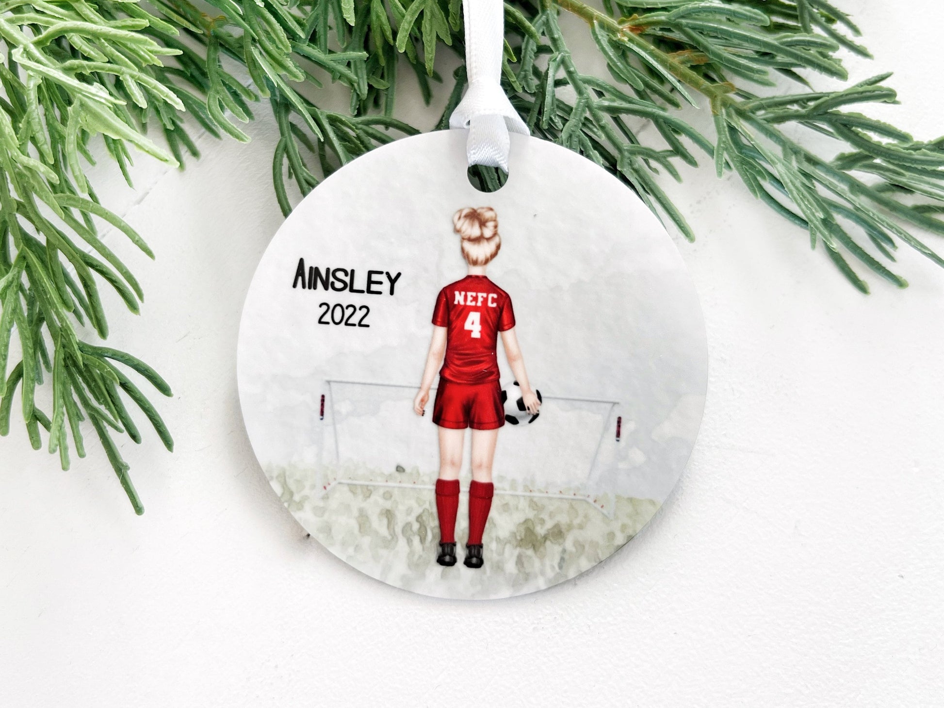 Teen Girl Soccer Ornament, Personalized Soccer Ornament for Girls, Team Colors