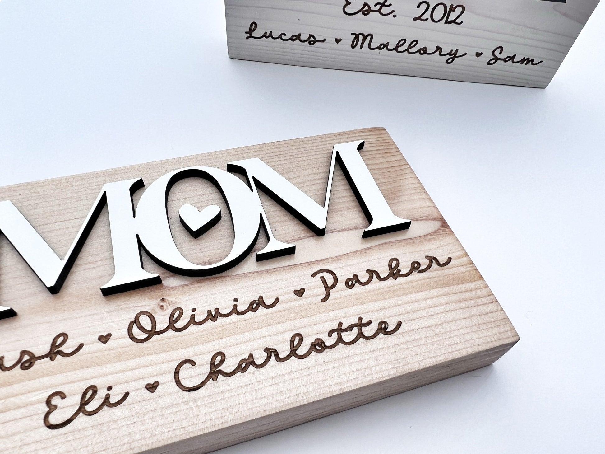 Mom Sign with Names, Personalized Mother's Day Gift from Kids, Small Desk Decor