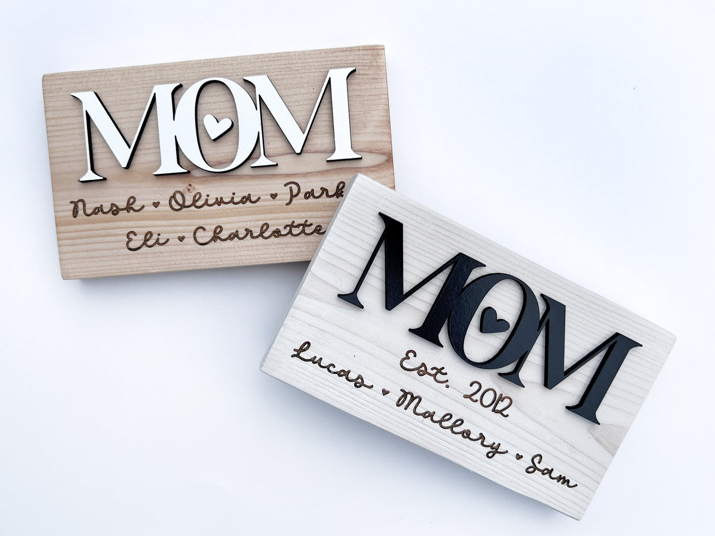 Mom Sign with Names, Personalized Mother's Day Gift from Kids, Small Desk Decor