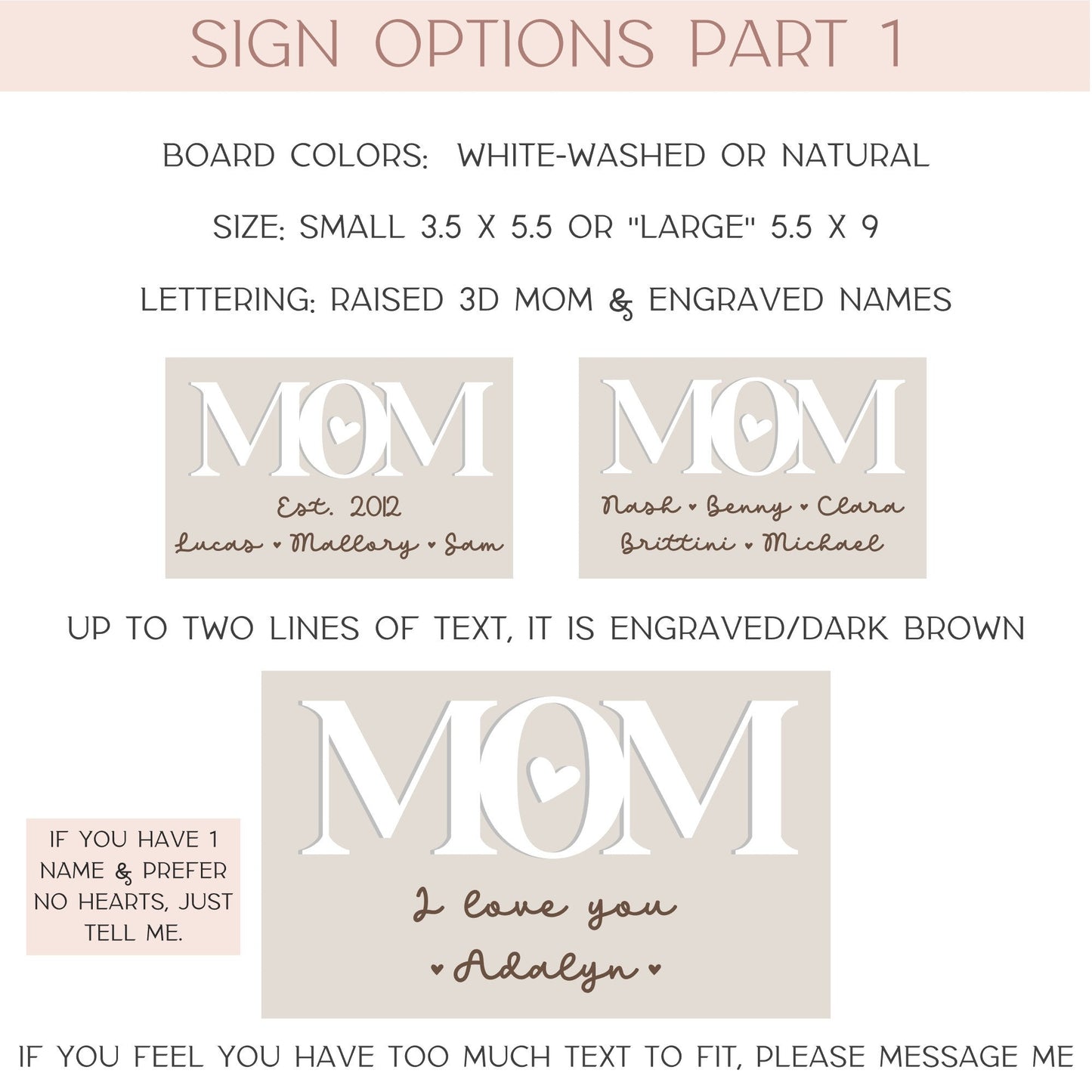 Mom Sign with Names, Personalized Mother's Day Gift from Kids, Small Desk Decor