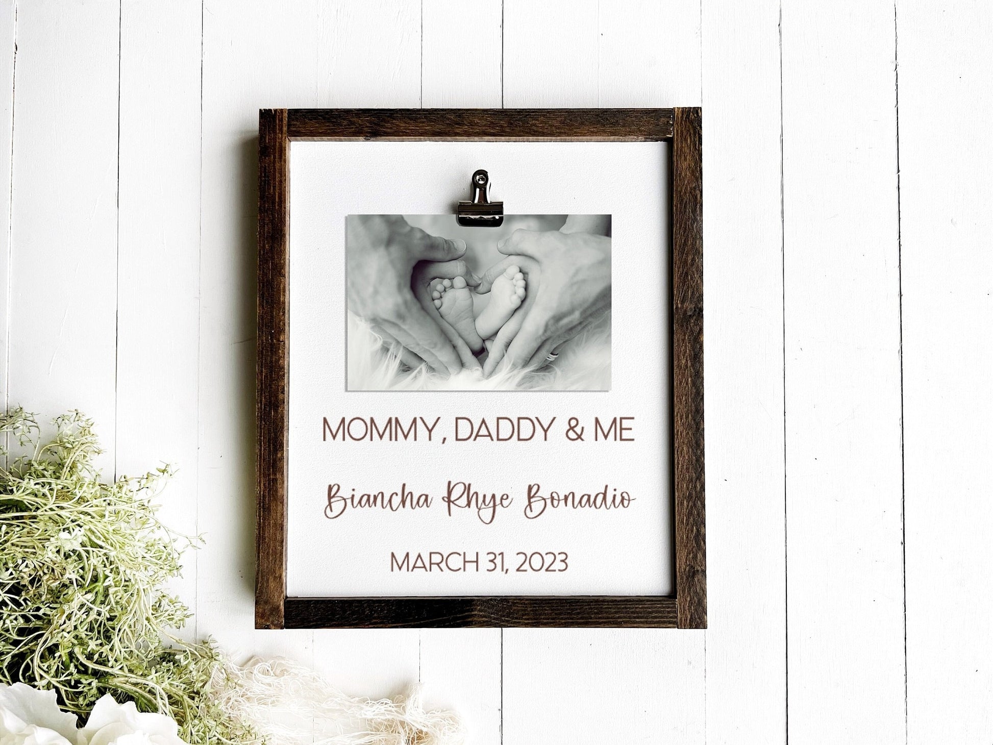 First Photo Frame, Baby Picture Frames, Gift for New Mom, Mommy Daddy & Me, My First Picture, Hospital Photo, Personalized Baby Name Frame
