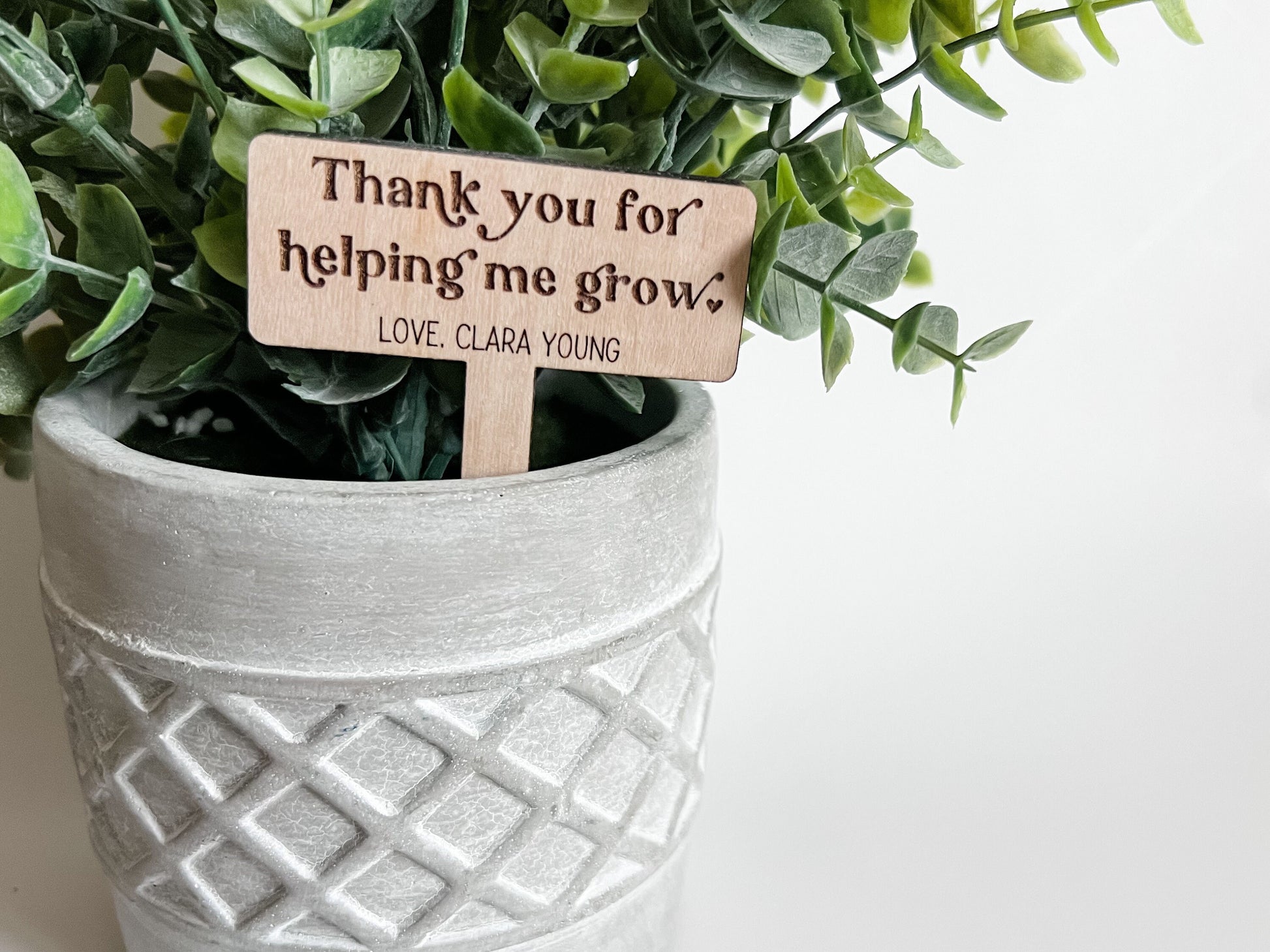 Personalized Teacher Plant Stake, Thank You For Helping Me Grow, Teacher Appreciation Gift, Mother's Day Gift, Last Day of School Gift