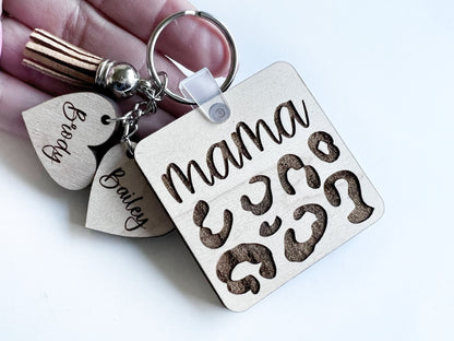 Mama Keychain with Kids Names, Name Charms, Personalized Mom Keychain, Gift for Mom