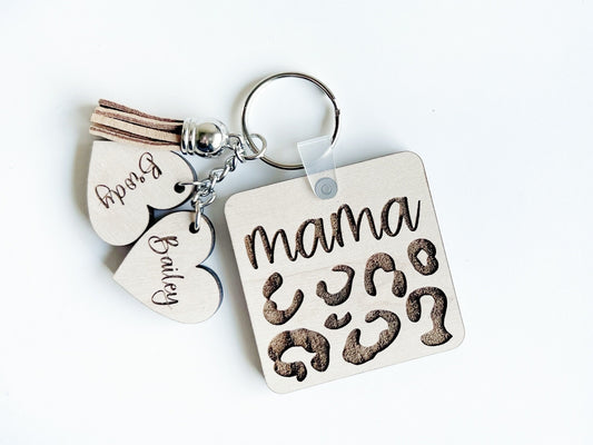 Mama Keychain with Kids Names, Name Charms, Personalized Mom Keychain, Gift for Mom
