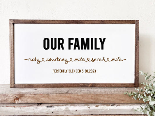 Blended Family Sign, Our Family Sign Personalized Gift for Blended Families, Adoptions & Weddings