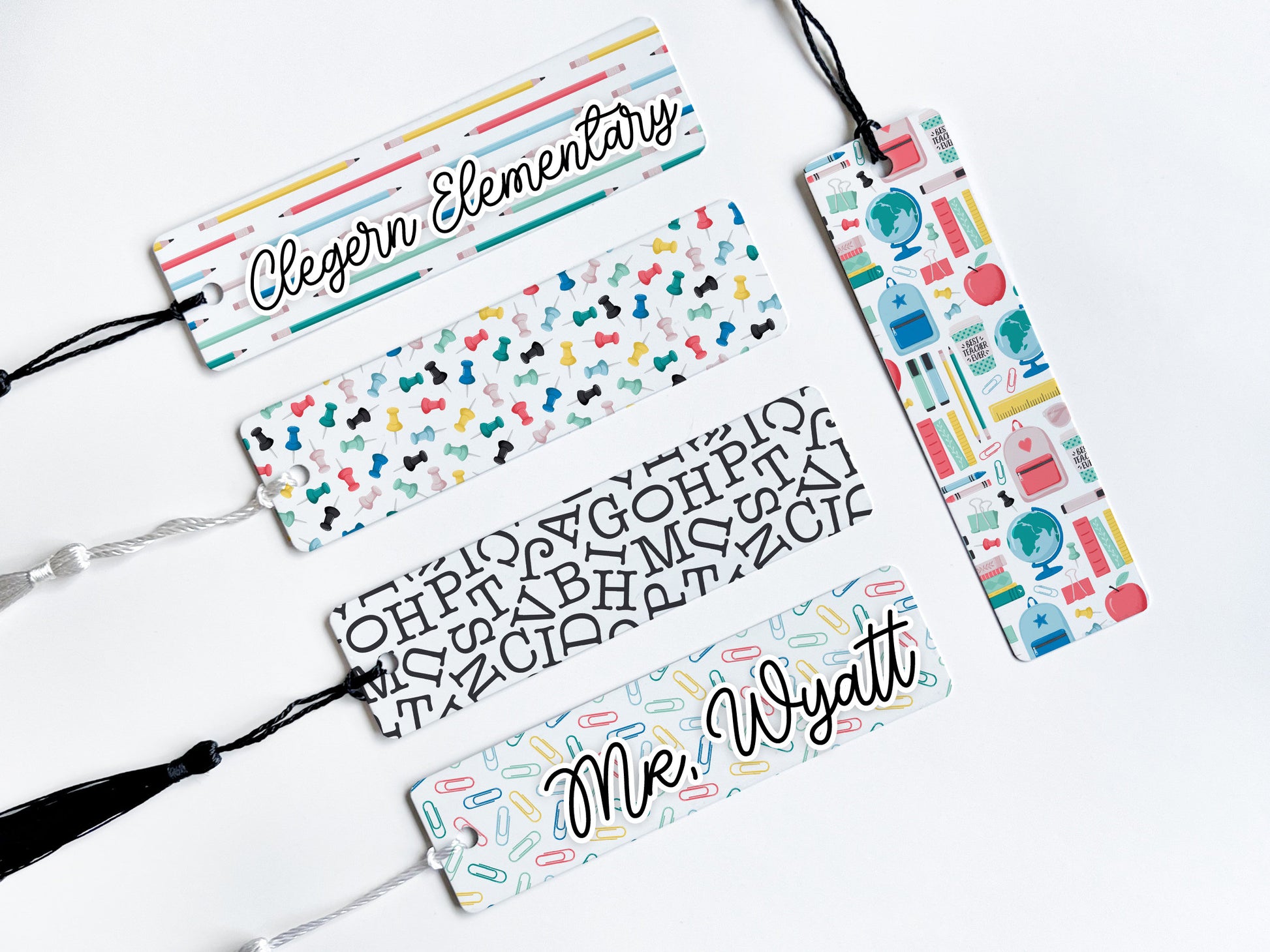 Personalized School Themed Bookmark with Teacher, School or Student Na ...