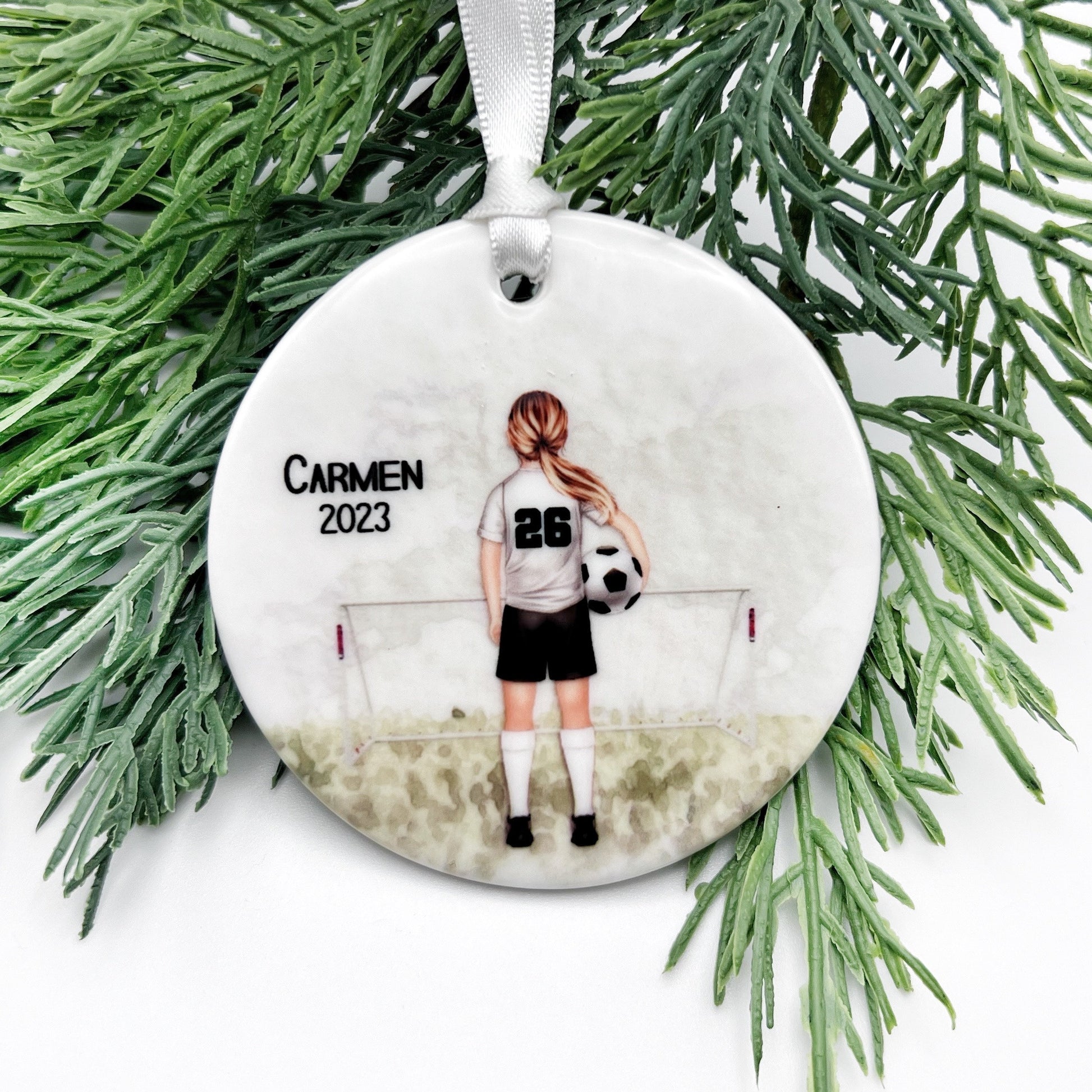 Personalized Soccer Ornament for Girls