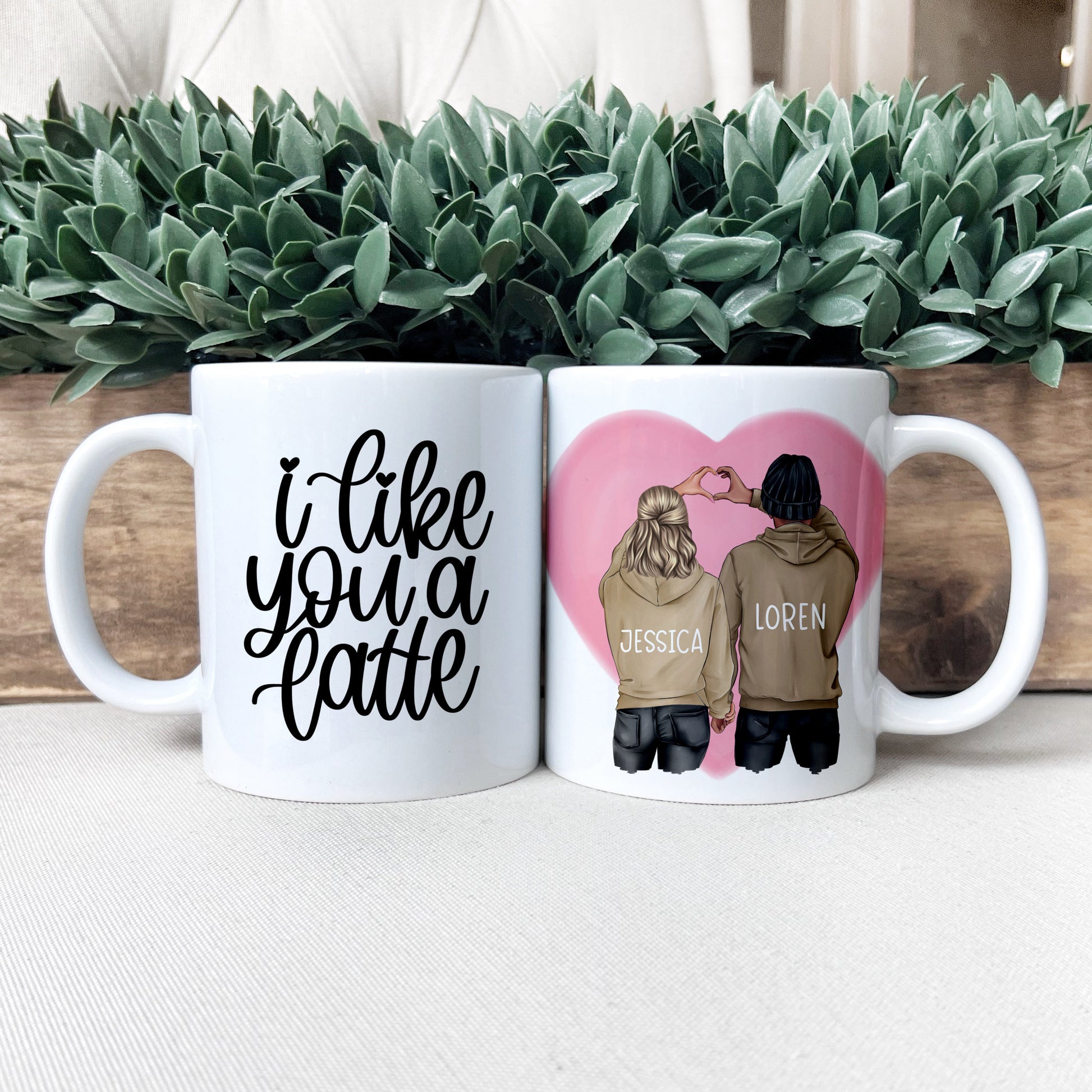 Personalized Couples Portrait Mug - Custom Valentines Day Gift for Him or Her
