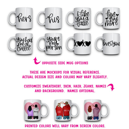Personalized Couples Portrait Mug - Custom Valentines Day Gift for Him or Her