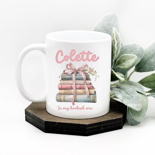 Personalized Coquette Mug for Book Lovers, In My Bookish Era, Customized Bottom Quote, Book Club Gift
