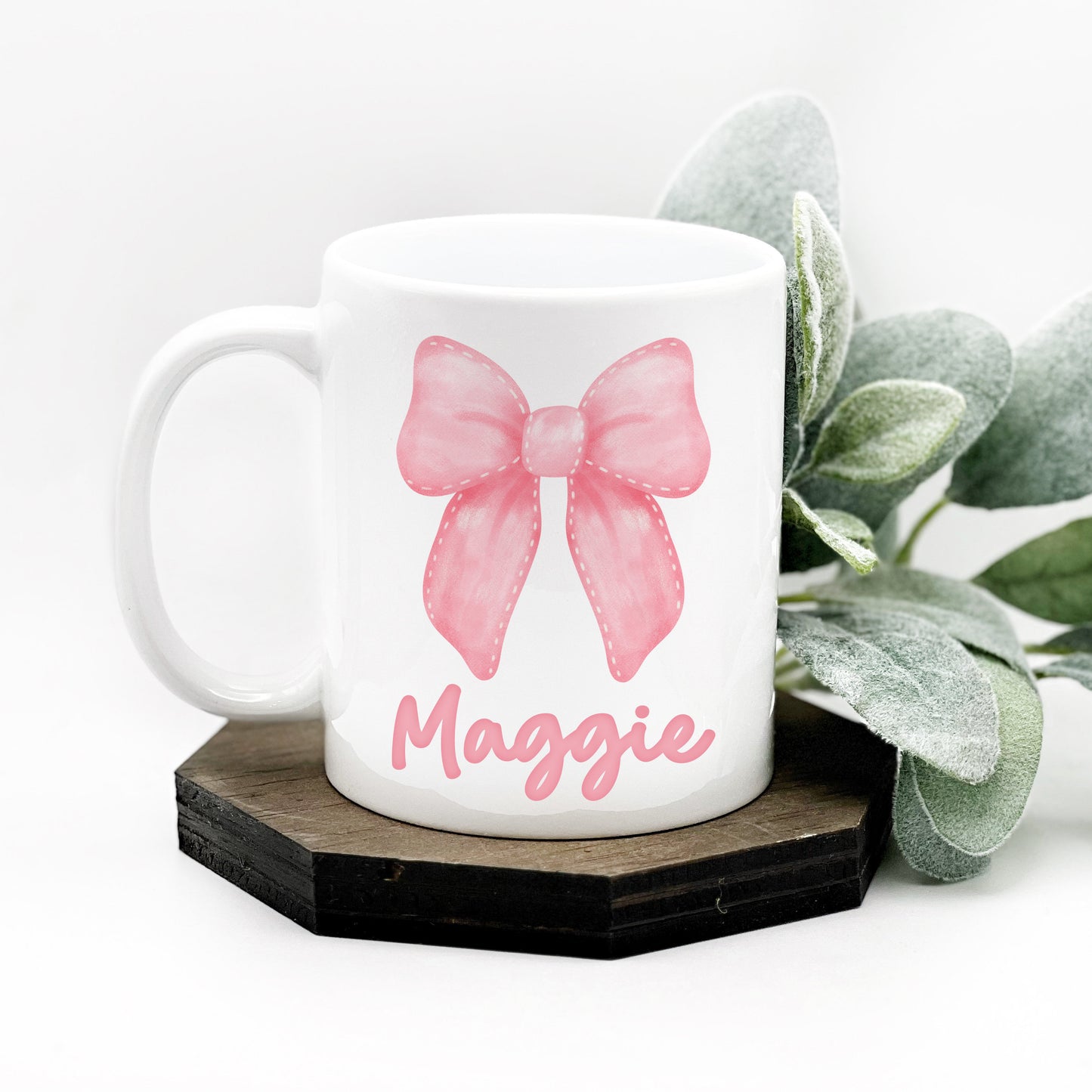 Custom Name Coquette Bow Mug - Personalized Gift for Girly Girls with Coquette Aesthetic