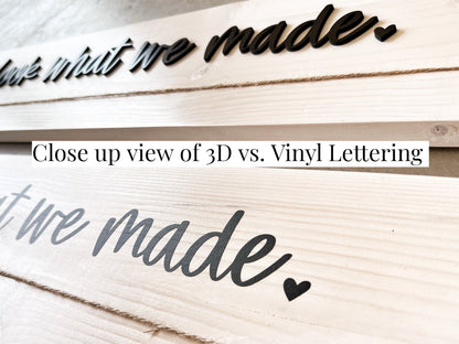 close up view of 3d vinyl lettering on wood