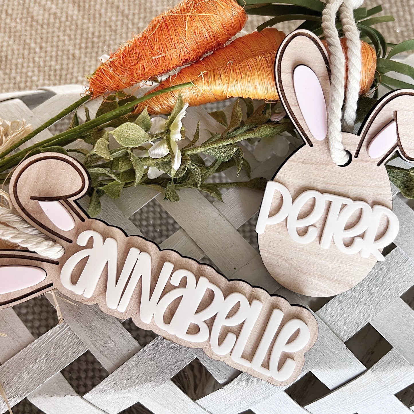 Easter Basket Tag, Bunny Ear Name Tag, Bunny Basket Tag, Easter Name Tag, Easter Basket Decor