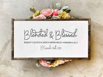 Blended and Blessed Family Sign - TheWoodenFrame